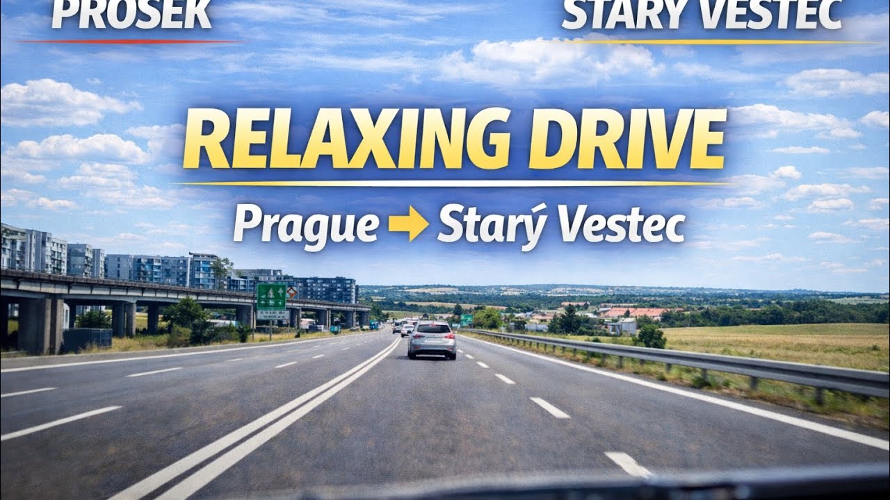 🚗 Prague Prosek → Starý Vestec | Calm Drive | 4K | No Commentary