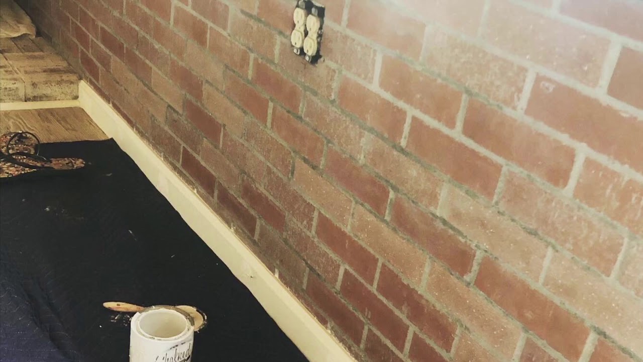 DIY white wash brick wall - YouTube