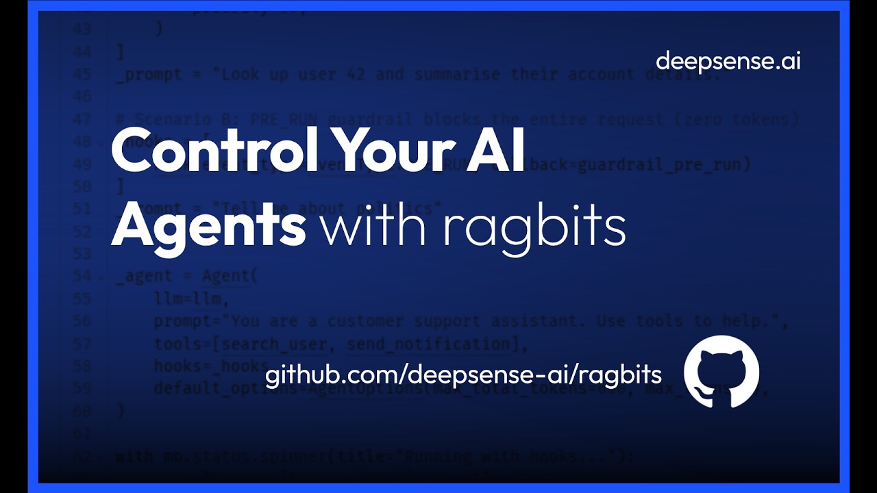 Build and Control AI Agents with Hooks and Tools | ragbits 1.5 demo