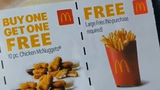 MCDONALDS FREE FOOD WITH COUPON