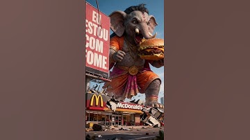 "🤖🎨 Giant Ganesha in a Wild AI-Generated Scene with 🍔🏢 Fast-Food Chaos 😱🔥"