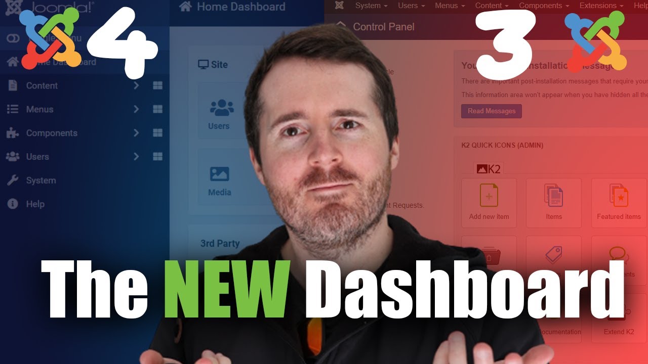 Joomla 4 Tutorial - What's new? Dashboard Overview & Comparison