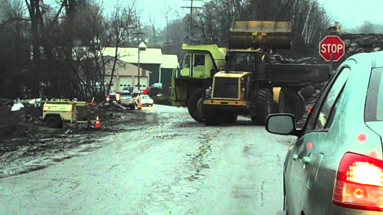 Bethel Vermont, Euclid Dump Truck being loaded and then crossing the