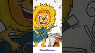 Color This Lion & Monkey Band in Breezy Days Summer Coloring Book Volume 2! Don't Stop the Fun!