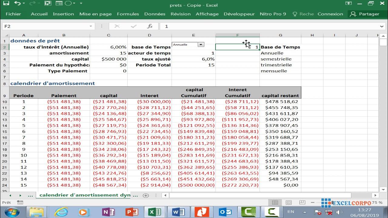 Tuto 99 Comment créer un tableau d'amortissement d'emprunt sous Excel ...