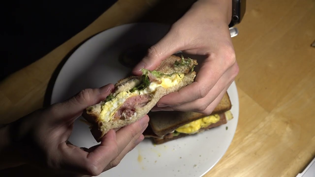 ASMR - SANDWICHES AND PLUM PINEAPPLE CAKE EATING SOUNDS