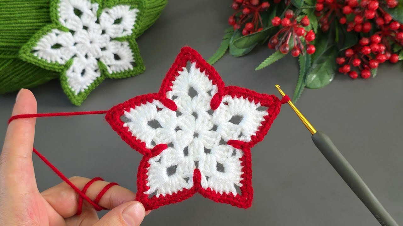 Ух ты!! 🎄🎉Очень простое рождественское украшение крючком | Красивый цветочный мотив #рукоделие #в...