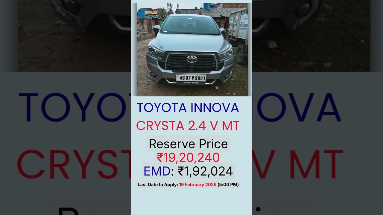 TOYOTA INNOVA CRYSTA 2 4V MT Car E-Auction  SBI Bank -Rs.19.20 Lakhs 
