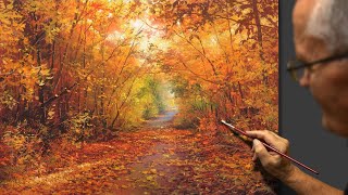 'Wonderful autumn day' (Fiery colors) Acrylic. Artist - Viktor Yushkevich. 2019.