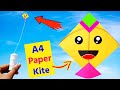 How to make kite  a4 sheet kite making  single paper kite making  flying paper kite  patang bazi