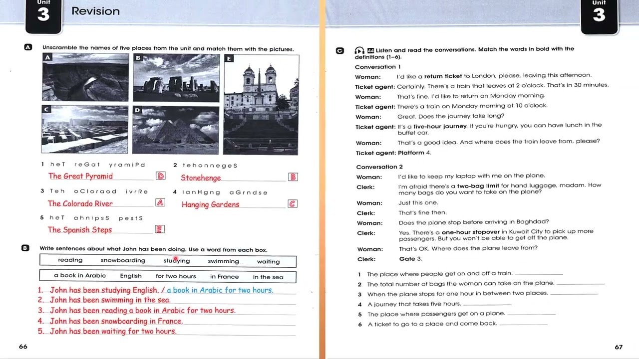 حل صفحة 66 و 67 نشاط انكليزي رابع اعدادي