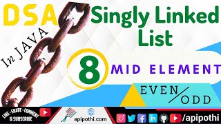 8 How to Print Middle Element of a Singly Linked List (Even/ODD) in JAVA | Data Structure using JAVA
