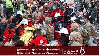 بعد  ساعة لحظة إنقاذ امرأة من تحت الأنقاض في كهرمان مرعش بتركيا