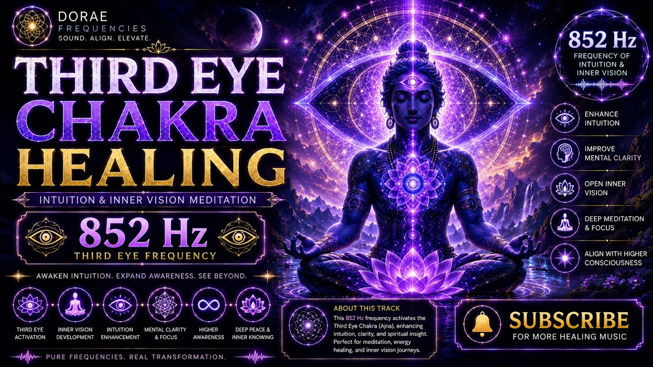 Third Eye Chakra Healing | 852 Hz Frequency | Intuition & Inner Vision ...