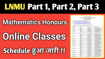 Lnmu part 1,2,3 maths honours online class schedule 2021