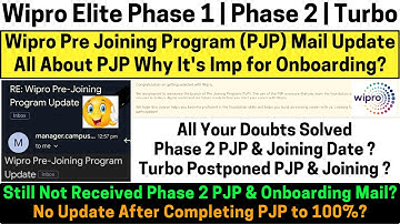 Wipro Elite Phase  Turbo Pre Joining Program PJP Mail Update All About PJP Why It