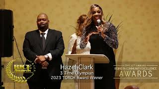 Hazel Clark, 3 Time Olympian & Daughter of Joe Clark (Lean On Me), Graciously Accepts RICE Torch!
