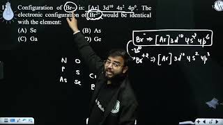 Configuration of Br– is: [Ar] 3d10 4s2 4p6. The electronic configuration of Br2+ would be ....