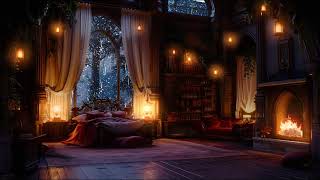 Castle Room Haven with Thunderstorm, Rain &amp; Fireplace Sounds to Sleep Profoundly