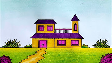 How to Draw Very Easy House Drawing | House Drawing Step by Step | House Drawing Ideas 
