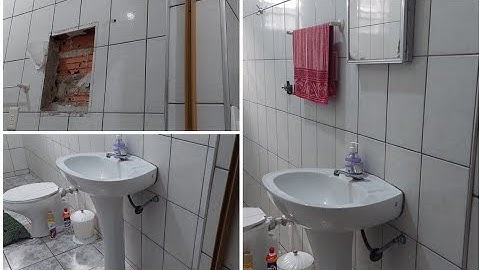 Transformei Esse banheiro Usando gavetas e Armário de cozinha|Banheiro com pia com coluna