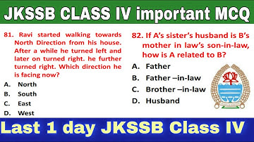 JKSSB CLASS IV Reasoning Practice Set Important MCQ by home academy