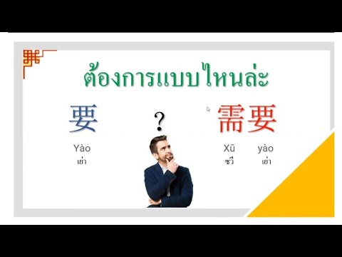 #เรียนภาษาจีนพื้นฐาน คำว่าต้องการควรใช้คำไหน 要#需要