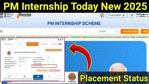 PM Internship Today New update 2025. PM Internship Placement Status New update. PM internship scheme