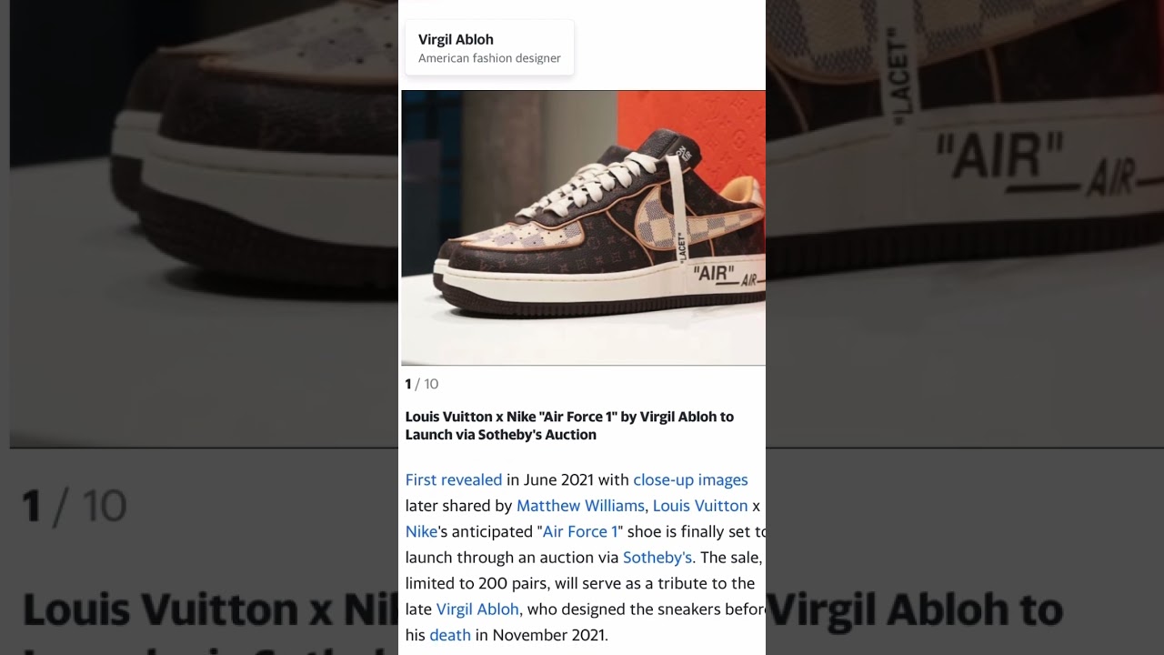 Louis Vuitton Nike Air Force 1 Virgil Abloh Sothebys