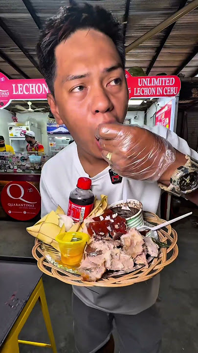Unli lechon cebu at dinuguan with free 3 hanging rice and soft drinks for only ₱299
