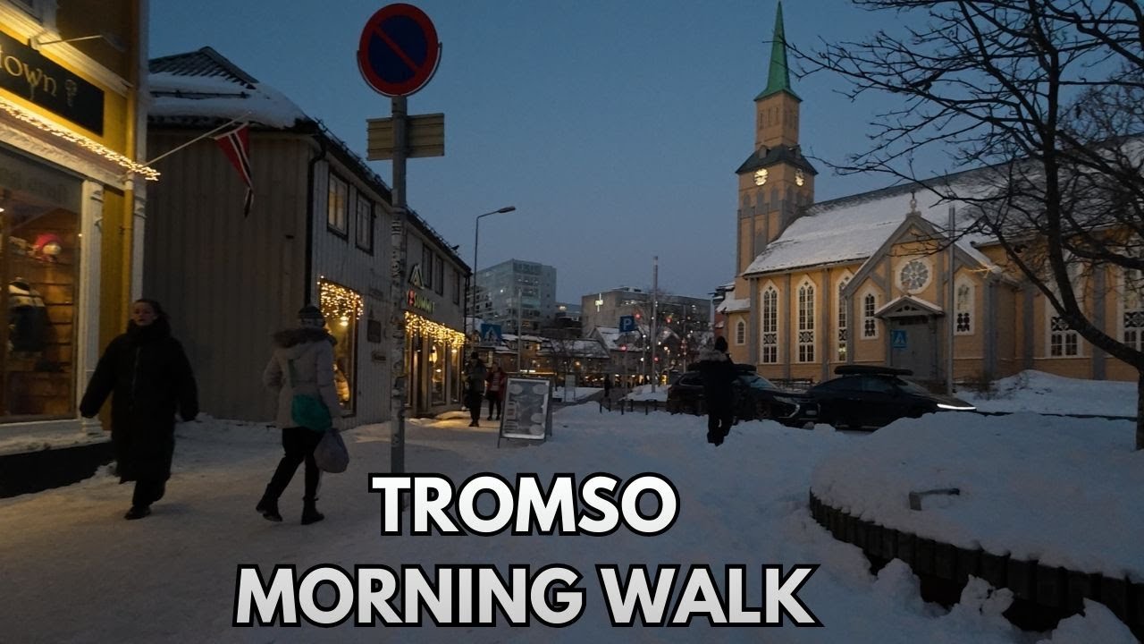 Tromso, Norway Polar Night Walk: Experience the Magical Arctic City [4K Walking Tour]