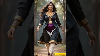 Royal Desi Walk In Black & D Curvy Indian Beauty In Traditional Style