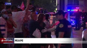 Cubans show solidarity late Monday in Miami