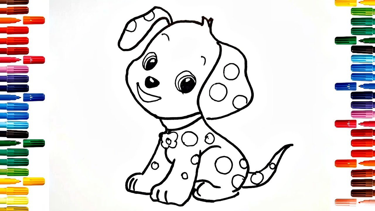 Coloring page outline of cartoon cute little puppy dog. illustration  coloring book for kids. Generative AI 22563088 Stock Photo at Vecteezy