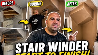 How I Plastered This AWKWARD Stair Winder! | Start to Finish