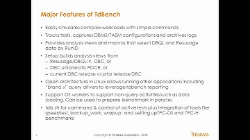 TdBench - A Data Warehouse Query Driver - Video 1 of 4