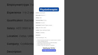 Physiotherapist 11-03-2023 #uaejobs #dubaijobs #hiring #dubai #job #shorts #shortvideo