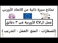 سيرة ذاتية احترافية على الطريقة الأوربية فى 5 دقايق | europass cv | للسفارات والمنح والعمل