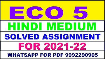 ECO 5 Solved Assignment 2021-22 in HINDI,  Whatsapp For Pdf  9992290905.