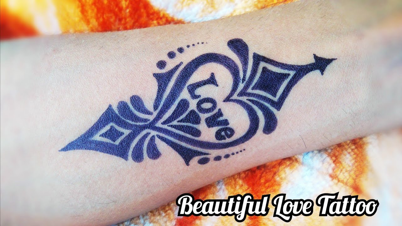 Beautiful and simple love tattoo very easy to make - YouTube