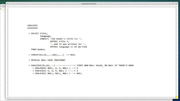 COALESCE, MYSQL TUTORIAL, PART 35