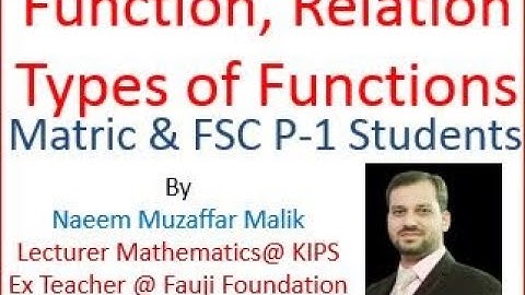 Function and its type| Concept of relation| cartesian product of sets| by Prof Naeem Muzaffar (KIPS)