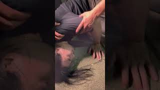 BMX rider jumps stairs then peg hits concrete rail and he falls and hits back of head
