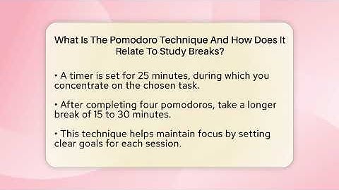 What Is The Pomodoro Technique And How Does It Relate To Study Breaks? - High School Toolkit