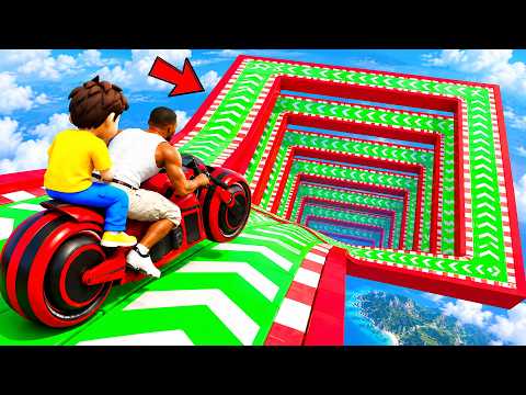 SHINCHAN AND FRANKLIN TRIED THE IMPOSSIBLE MULTI LEVEL SPEED BOOSTER TRACK PARKOUR GTA 5