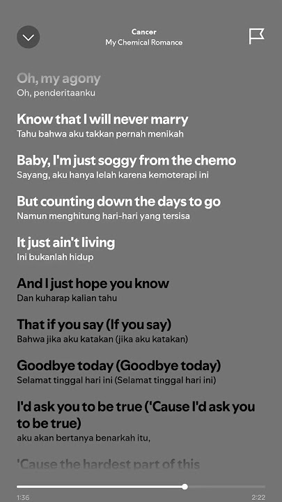 Terjemahan Lirik Lagu : Cancer - My Chemical Romance #songs #lirikterjemahan #liriklagu #spotify