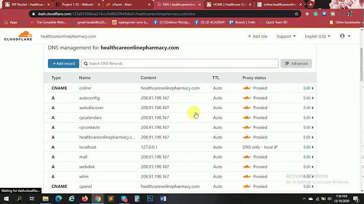 subdomain is not working after configure cloudflare cdn on  main domain/add sub domain to cloudflare