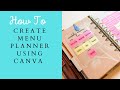 Using Canva To Create A Reusable Meal Menu Insert For Your Planner- Printing on Post Its DIY Inserts