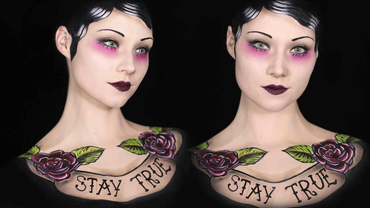 Old School Tattoo Makeup Body Paint Tutorial YouTube