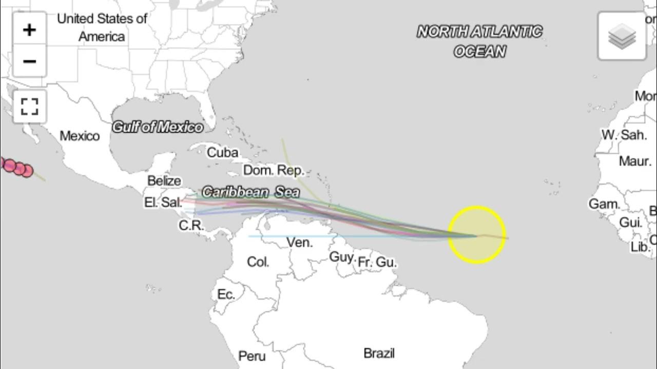 Future Tropical Storm Bonnie spaghetti models June 25 2 areas of interest, including Invest